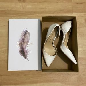 White Jessica Simpson Heels size 6 1/2 Used